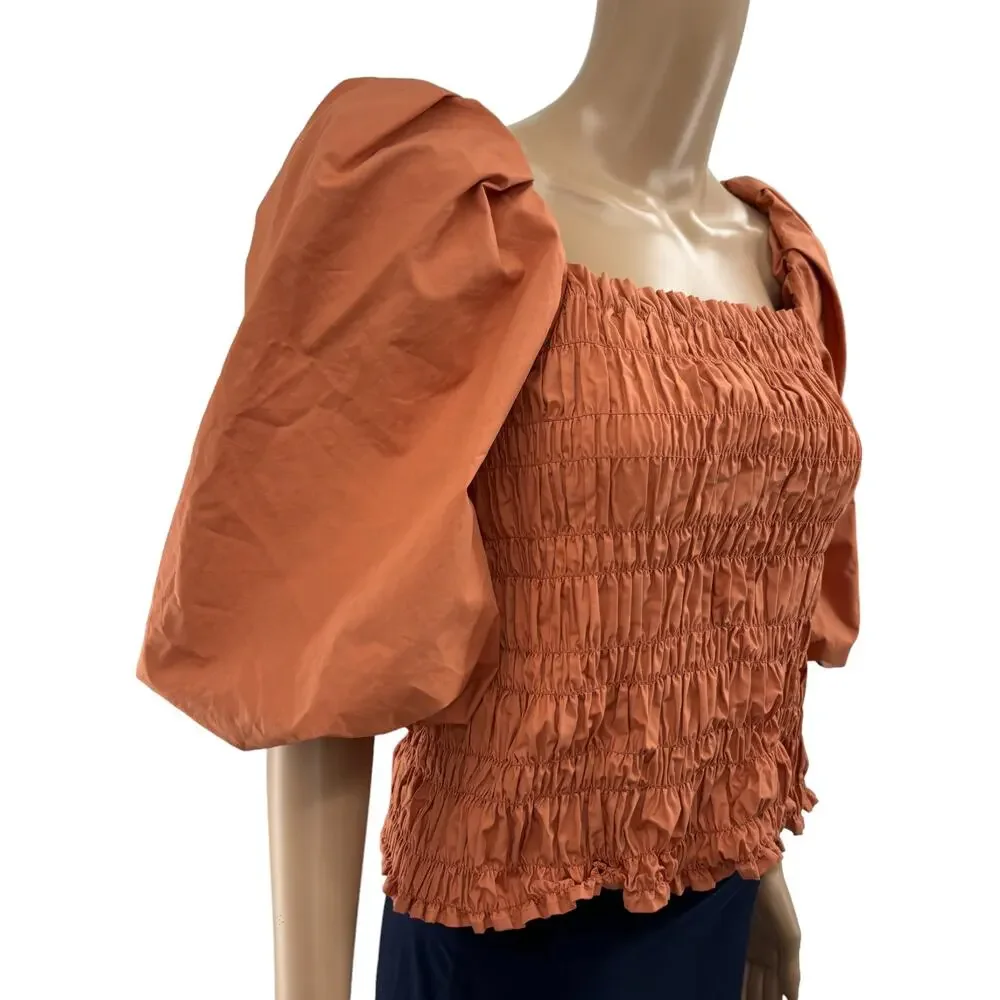 Anthropologie x Mare Mare Salina Terracotta Smocked Crop Top